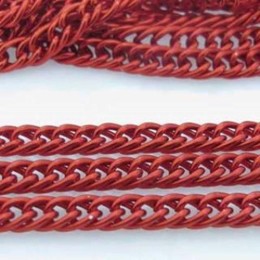 Corrente Alumínio Dupla Vermelho 8x6 mm 1 metro