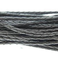 Fio Couro Ecológico Trançado marrom café 3 mm 1 metro