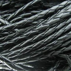 Fio Couro Ecológico Trançado Preto 3 mm 1 metro