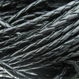Fio Couro Ecológico Trançado Preto 3 mm 1 metro