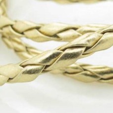 Fio Couro Ecológico Trançado Dourado 3 mm 1 metro