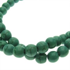 Fio de Pedra Turquesa Verde Brilhante 6 mm 68 Unidades