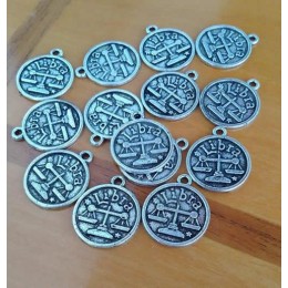 Pingente signo libra 20 mm níquel velho uma unidade