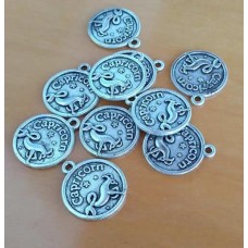 Pingente signo capricórnio 20 mm níquel velho uma unidade