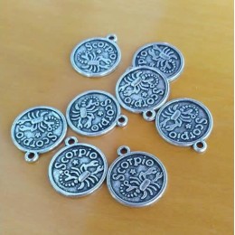 Pingente signo escorpião 20 mm níquel velho uma unidade
