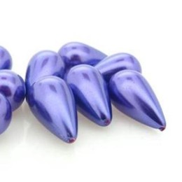 Pérola de Vidro Gota Roxo 10x18 mm fio 47 unidades