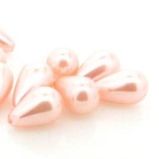 Pérola de Vidro Gota Meio Furo Salmão 12x21 mm 5  unidades