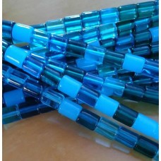 Cilindro 8x6 mm Mix Verde Vidro Fio com aprox. 40 unidades