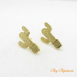 Base de brinco cacto ouro flash 30x18 mm 1 par