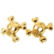 Base de Brinco Ouro Flash 14x23 mm Caveira 1 par