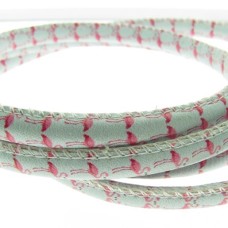 Fio Couro Ecológico Estampado Flamingo Azul  6mm 1 metro
