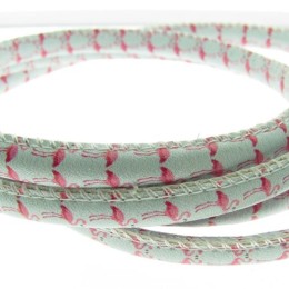 Fio Couro Ecológico Estampado Flamingo Azul  6mm 1 metro