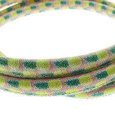 Fio Couro Ecológico Estampado Abacaxi 6mm 1 metro