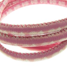 Fio Couro Ecológico Estampado Abacaxi Rosa 6mm 1 metro