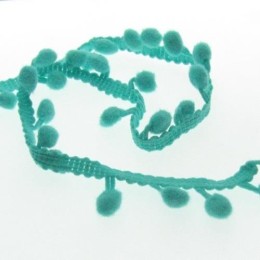 Cordão de Pompom Turquesa 0.8cm 1 metro