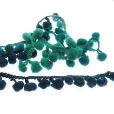 Cordão de Pompom multi Color Azul 0.8cm 1 metro