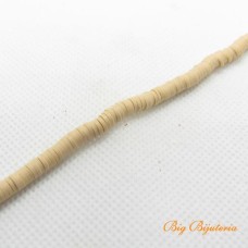 Disco de fimo 4mm bege 1 fio