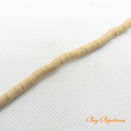 Disco de fimo 4mm bege 1 fio