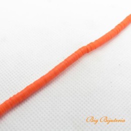 Disco de fimo 4mm laranja neon 1 fio