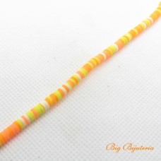Disco de fimo 4mm multi color laranja 1 fio