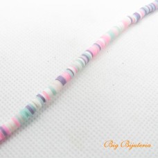Disco de fimo 4mm multi color rosa 1 fio