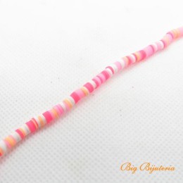 Disco de fimo 4mm multi color rosa neon 1 fio