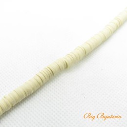 Disco de fimo 6 mm bege 1 fio Disco de fimo 6 mm bege 1 fio