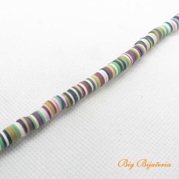 Disco de fimo 6 mm multi color verde 1 fio