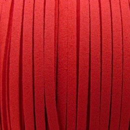 Cordão de Camurça 5 mm Vermelho 5 metros
