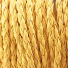 Fio Couro Ecológico Trançado Amarelo Bandeira 3 mm 5 metros
