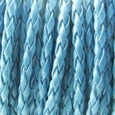 Fio Couro Ecológico Trançado Azul Bandeira 3 mm 1 metro