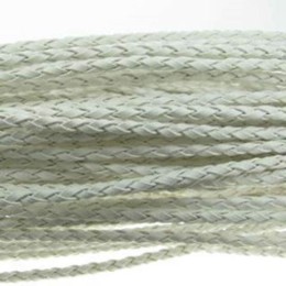 Fio Couro Ecológico Trançado Branco 3 mm 1 metro