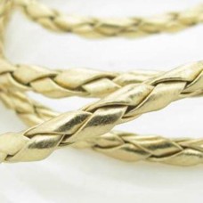 Fio Couro Ecológico Trançado Dourado 4 mm 1 metro
