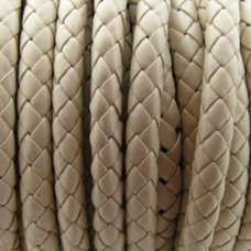 Fio Couro Ecológico Trançado Marfim 8 mm um  m