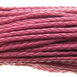 Fio Couro Ecológico Trançado Pink 3 mm 1 metro