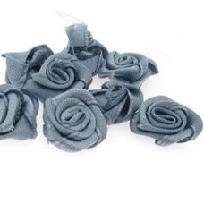 Flor de Tecido Cinza 15 mm 10  unidades