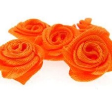 Flor de Tecido Laranja 15 mm 10  unidades