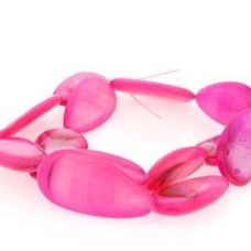 Madrepérola Gota Pink 30x15 mm 1 Fio com aprox. 13  unidades