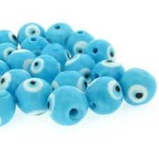 Murano Olho Grego Azul Claro 10 mm 10  unidades