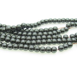 Pedra Hematita Bola 6 mm 1 Fio com aprox. 75  unidades