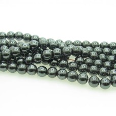 Pedra Hematita Bola 8 mm 1 Fio com aprox. 53  unidades