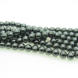 Pedra Hematita Bola 8 mm 1 Fio com aprox. 53  unidades