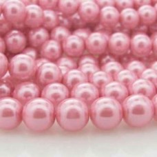 Pérola de Vidro Rosa 10 mm Fio 86  unidades