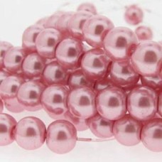 Pérola de Vidro Rosa 6 mm Fio 129  unidades