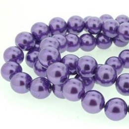 Pérola de Vidro Roxo 10 mm Fio 86  unidades