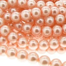 Pérola de Vidro salmão 6 mm Fio 129  unidades