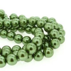Pérola de Vidro Verde 10 mm Fio 86  unidades