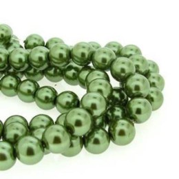 Pérola de Vidro Verde 10 mm Fio 86  unidades
