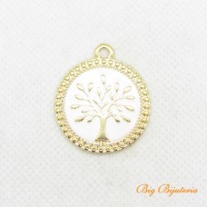 Pingente ouro flash 28 mm arvore da vida branco 1 unidade