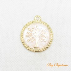 Pingente ouro flash 28 mm arvore da vida rose 1 unidade